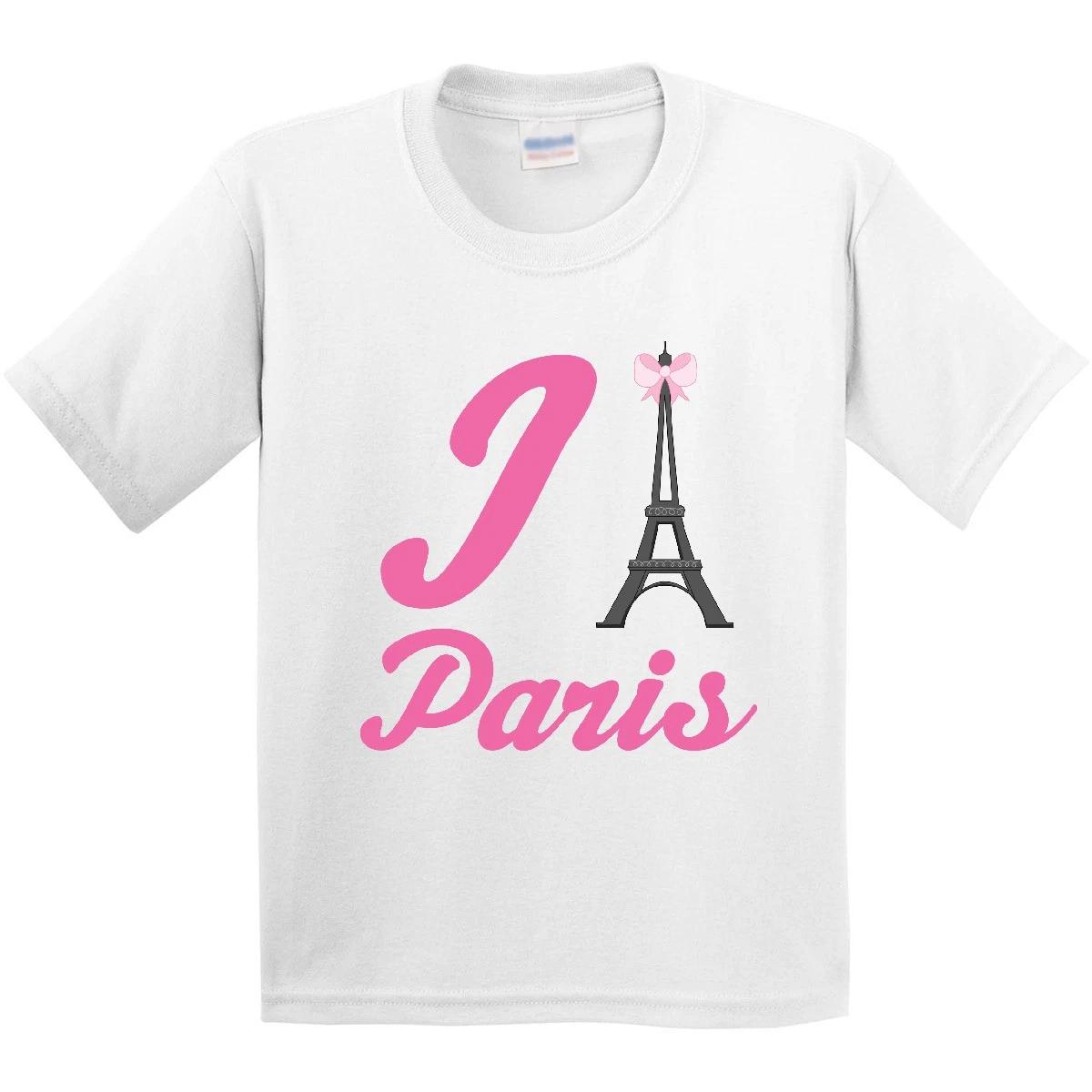 Inktastic I Love Paris Eiffel Tower Youth T-Shirt Frances Cute Pink Travel Tee 130