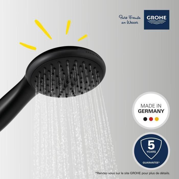 Pommeau De Douche - GROHE Vitalio Start 110 279462431 - 2 Jets (Pluie/Stimulant) - Economie D'eau - Procédé Anti-calcaire - Noir Mat
