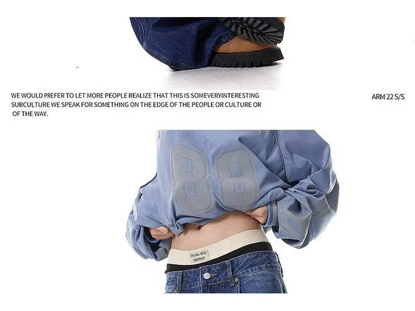 Unisex American Retro Wide-Leg Scimitar Jeans with Embroidered Pocket - Autumn Collection