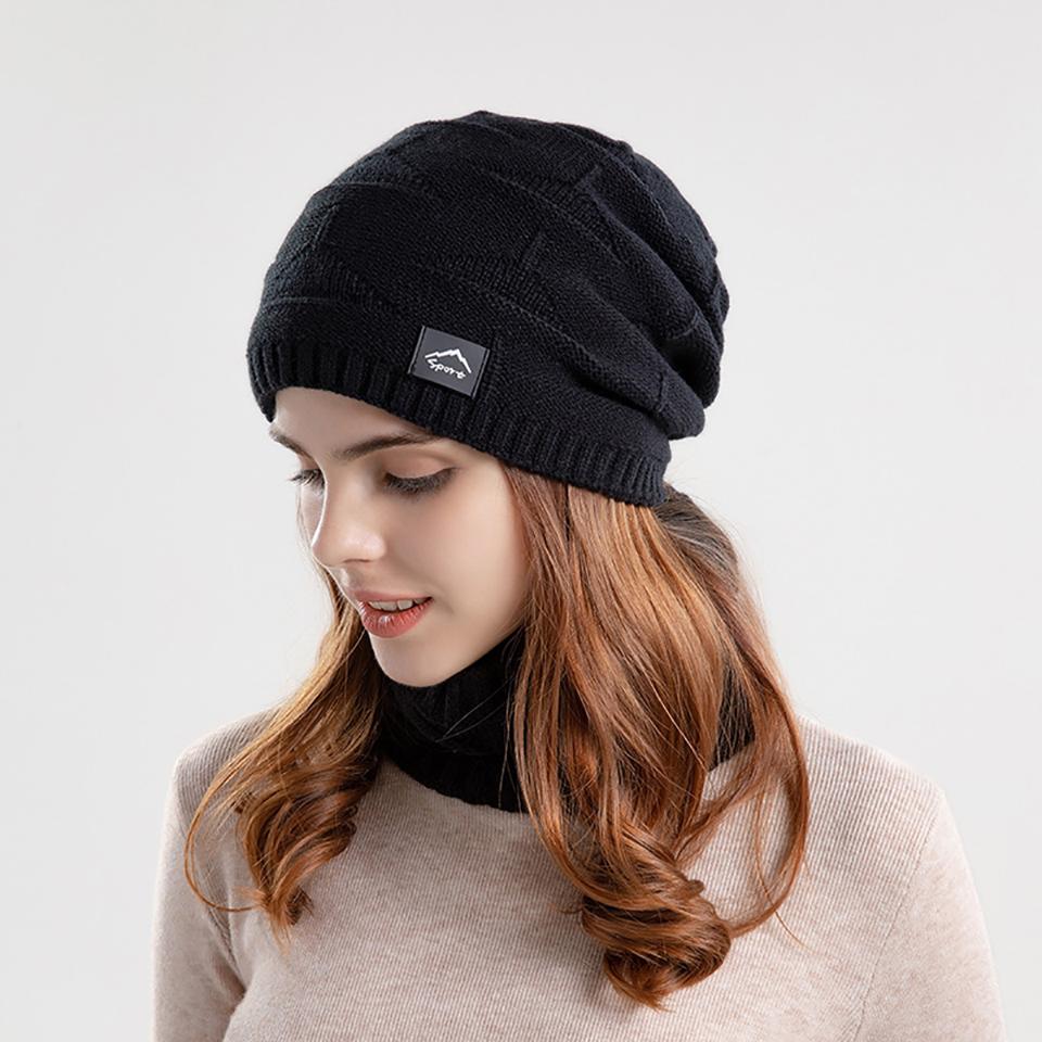 

Gobygo 1Set/2Pcs Winter Padded Hat Scarf Outdoor Cold Protective Warm Ear Protection Woolen Cap Ladies Knit Hat Men Pullover Hat
