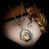 Stylish Retro European Style Patterned Glass Pendant and Stainless Steel Chain