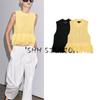 New Fall Women's Clothing Classic Style Stylish Plaid Round Neck Sleeveless Knitting Short Top 4331027