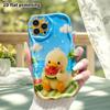 Phone Case: 2D Flat, Suitable for iPhone 18, 17, 16, 15, 14, 13, 12 Pro Protective Case, Little Duck Biting Watermelon, Perfect Christmas and Hallowee
