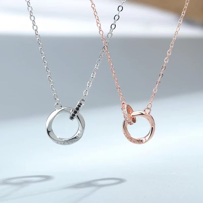 Amazon Exclusive Brand Necklace Necklace Popular Double Ring Couple Necklace Mevius Necklace Simple Stylish Double Ring Pendant Stainless Steel