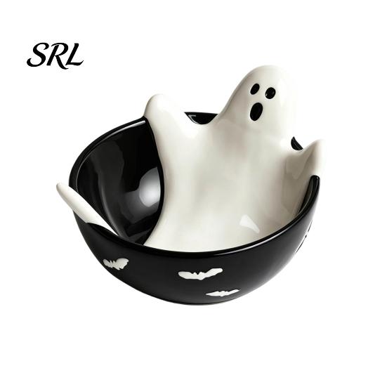 Contenitore Creativo per Caramelle Scheletro di Halloween Rilassato Piatto per Stuzzichini, Ciotola in Resina a Rilievo 3D per Stoviglie Gotica Snack Salse, Stoviglie da Festa