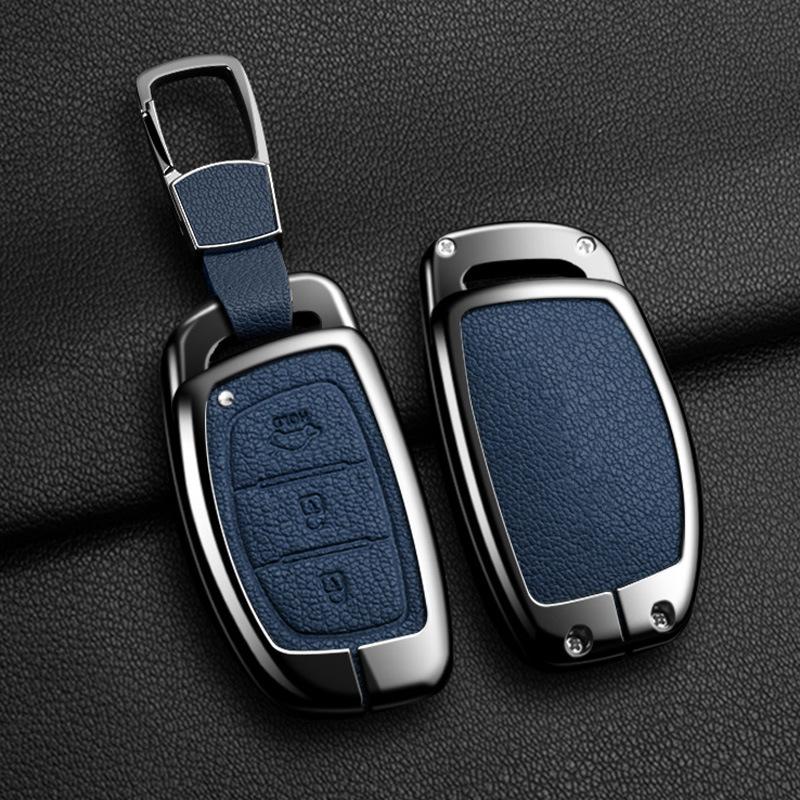 Zinc Alloy Leather Car Key Holder For Hyundai Tucson Elantra Creta Sonata Ix35 Ix45 I40 I30 I20 I10 Ioniq Accent Creata Key Fob