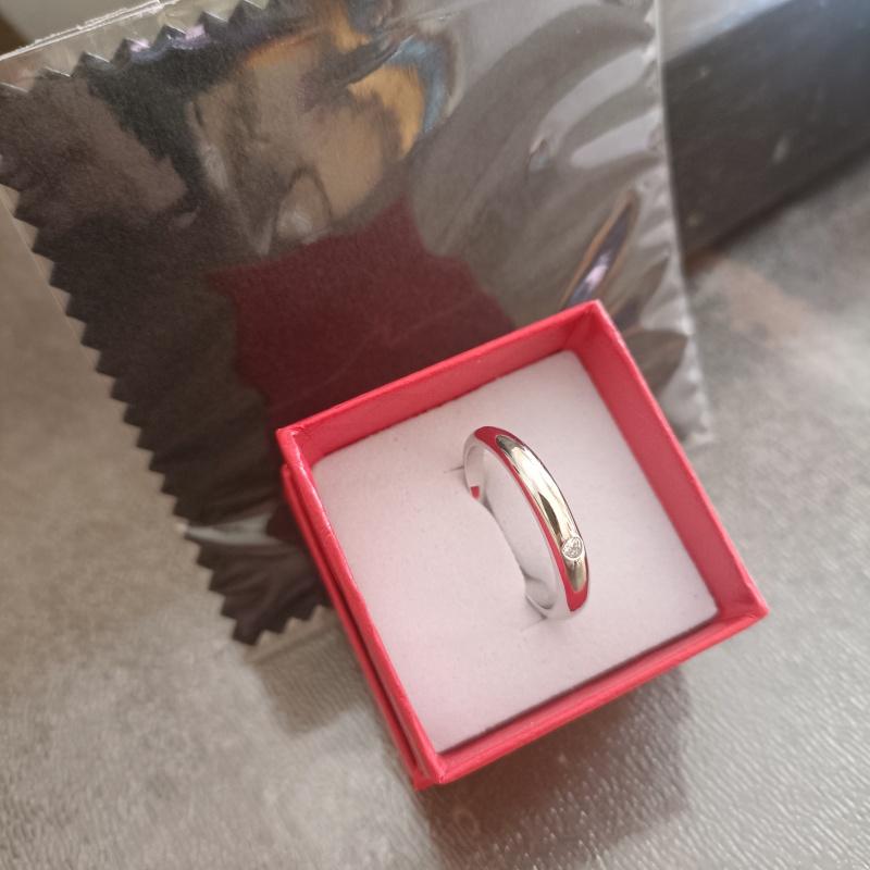 Buyee 925 Silver Thin Ring Light White Zircon Wedding Jewelry For Women Men Fashion Gift with Box