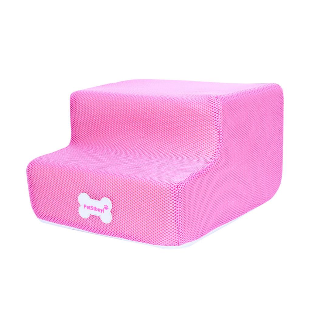 

New Breathable Mesh Foldable Pet Stairs Detachable Pet Bed Dog 2 Steps розовый