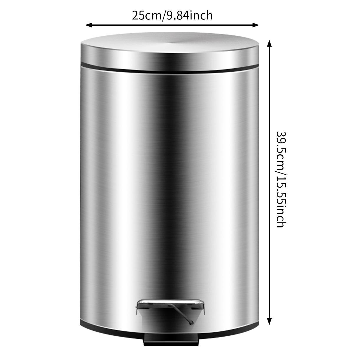 

Мусорное ведро из нержавеющей стали с откидной крышкой: Бесшумное, с плавным закрыванием, мусорное ведро с педалью для ванной комнаты или кухни.