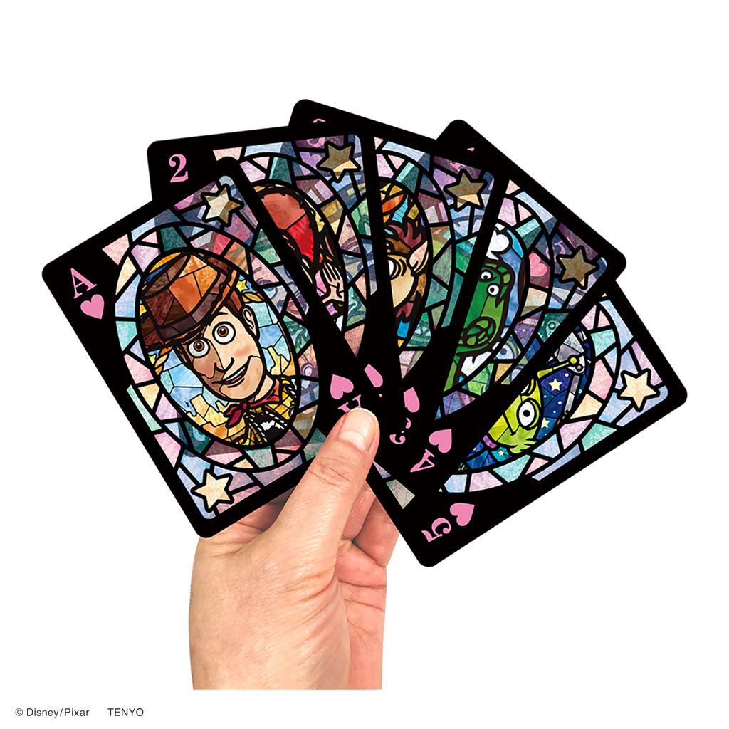 Tenyo Disney Pixar Character Stained Glass Playing 54 each featuring a different with a Made of PVC Cards cards, character, translucent,