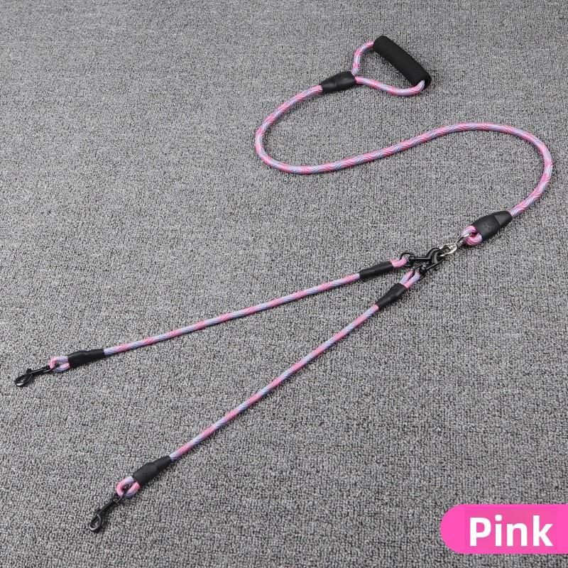 

Pet Double-headed Dog Leash with Wavy Pattern, One Drag and Two Traction Rope, Anti-tangling and Detachable 1.0 + 0.6cm розовый