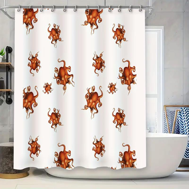

Ocean Octopus Shower Curtain Sea Life Bathroom Decor Nautical Shower Liner Waterproof Vintage Coastal Home Decor W60H190(CM)-1 Pcs
