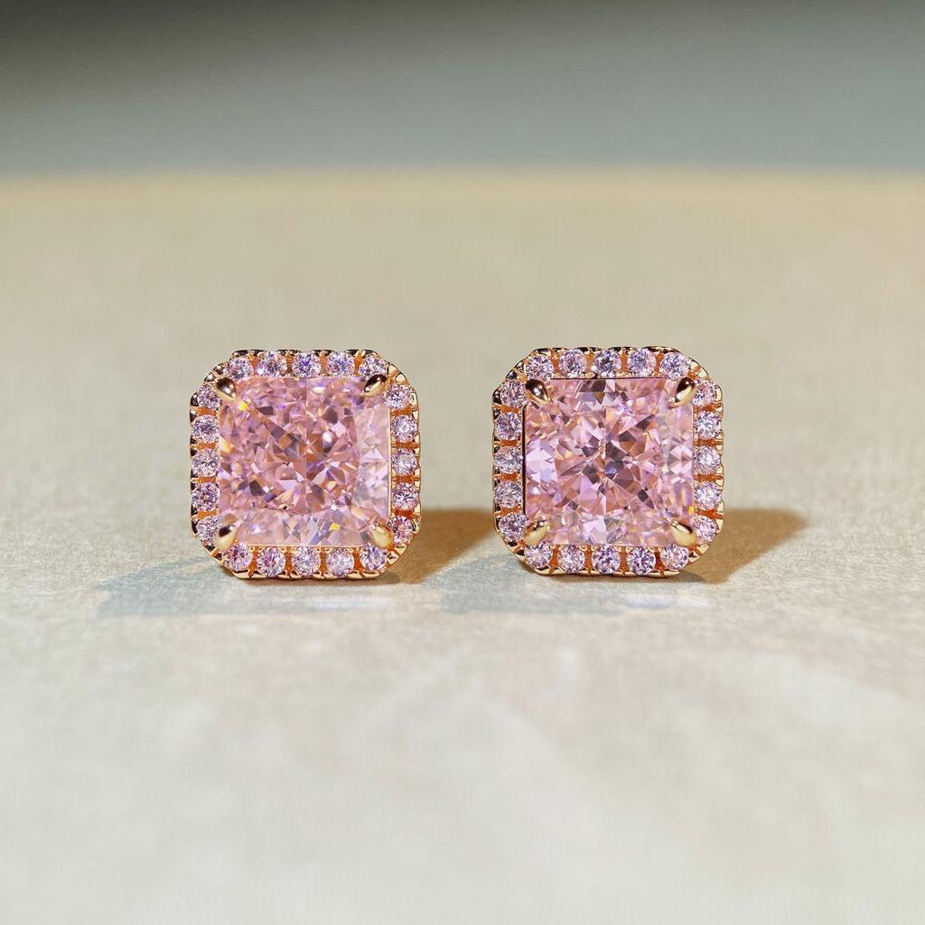 18K Vergoldete S925 Sterlingsilber Eisblumen Rosa Diamant Halskette für Damen