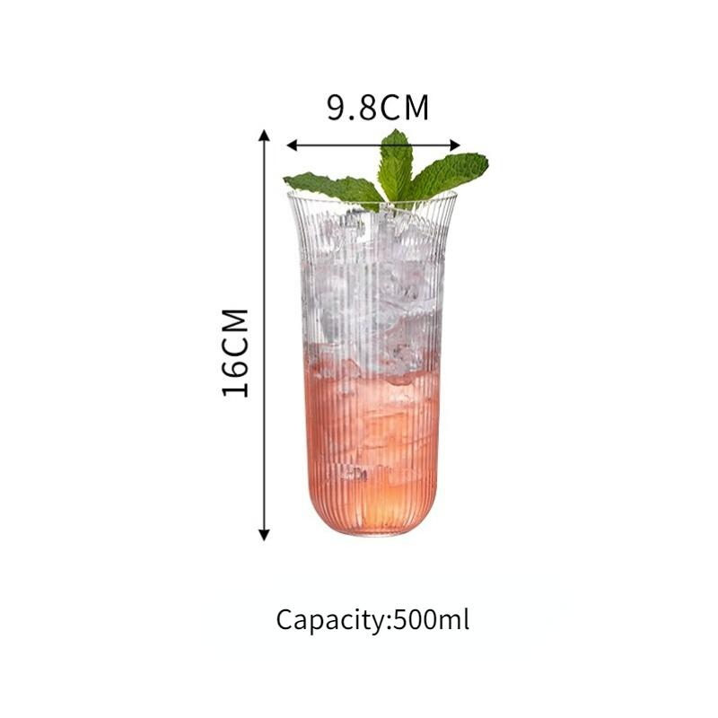 

Simple Vertical Grain Glasses Cup Creative Cocktail Glass Long Drink Cups Light Colin Cup Drinkware Bar Accessories 350-500ml