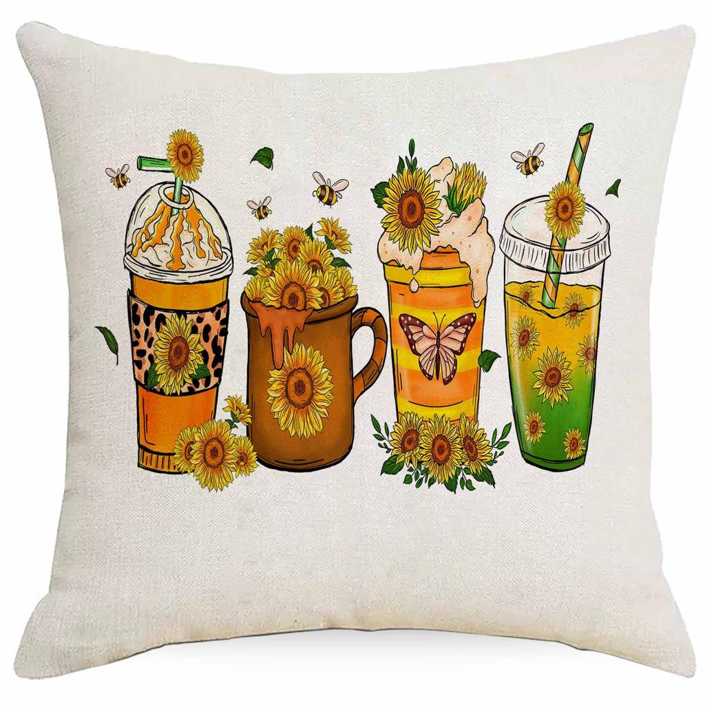 New Retro Summer Sunflower Pillowcase Home Sofa Cushion Pillowcase