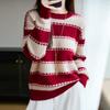Women's Striped Color Block Knit Sweater - Autumn/Winter Collection, Round Neck