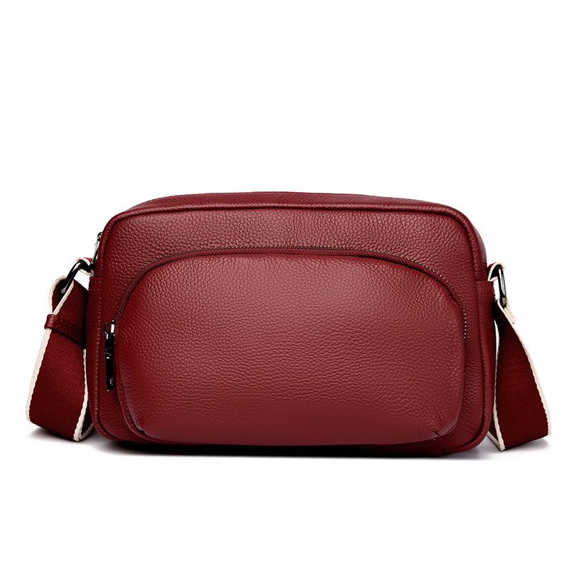 Leather women's bag new soft leather shoulder messenger bag first layer cowhide small square bag