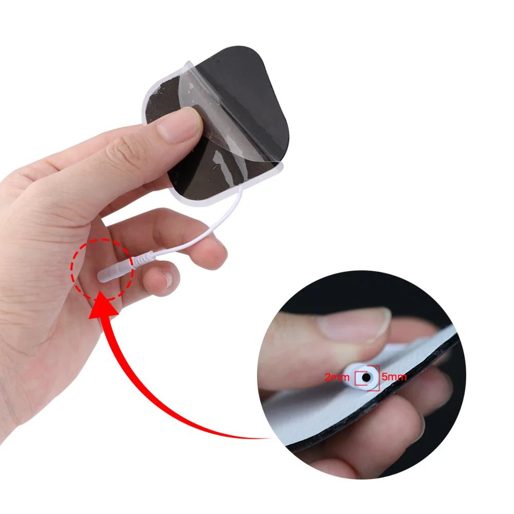 20/10 Stück 5x5cm TENS EMS Nervenmuskelstimulator Elektrodenspitzen Gel-Massagepflaster für Elektroden Physiotherapiegerät 2mm Stecker