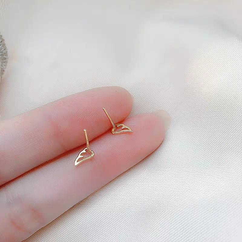 Compact Mini 925 Sterling Silver Wing Stud Earrings Women's Korean-Style Cute Personality Hollow Out Angel Wing Earrings