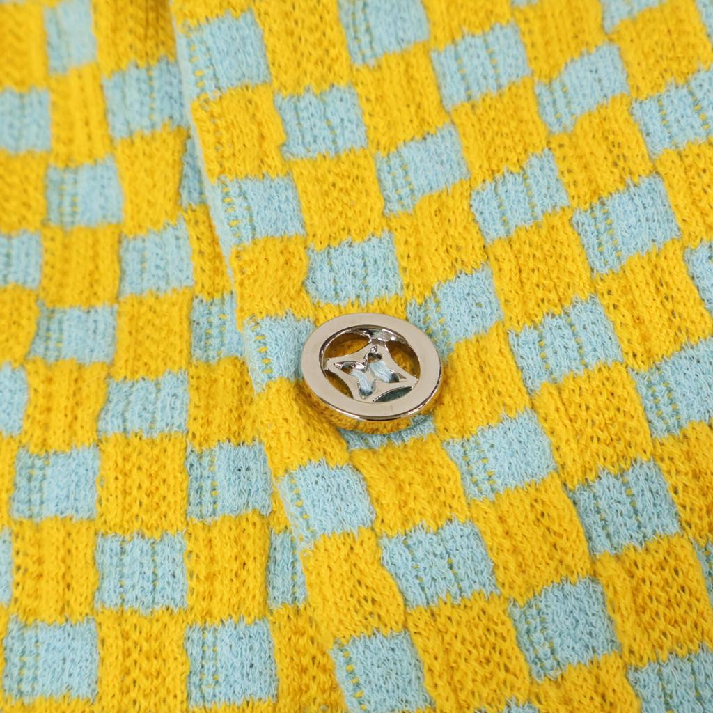 LOUIS VUITTON Checkered knit cardigan for Fall/Winter 2014 Jacket S Yellow x blueUsed