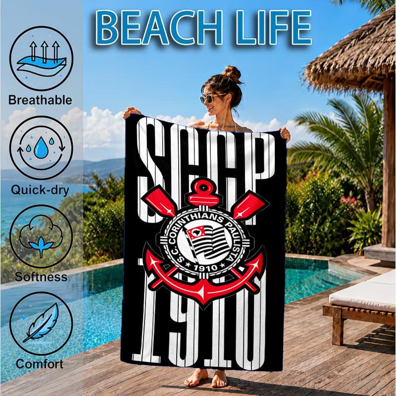 Football Club Emblem Beach Towel, Microfiber Beach Towel, Perfect For Pool, Beach, Travel, Home Decor Beach Party Fan gifts