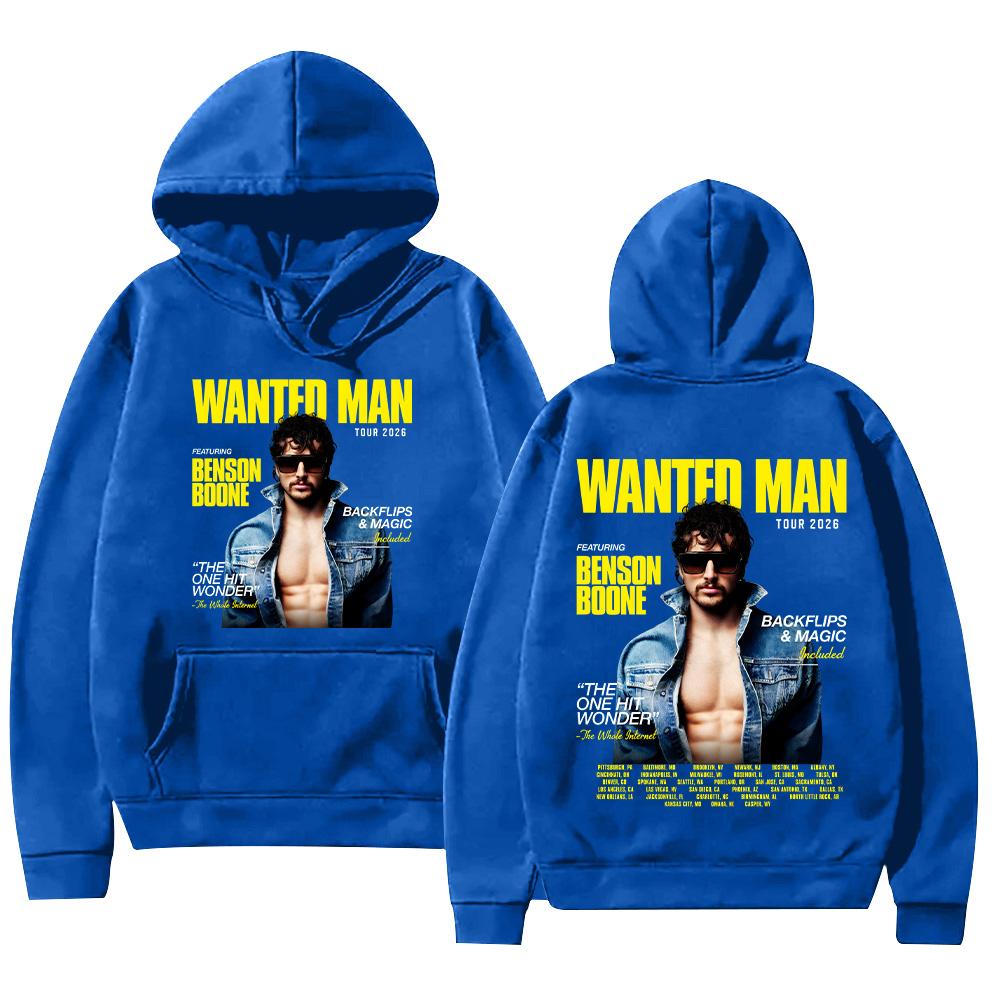 Benson Boone Wanted Man Tour 2026 Hoodies Herren Damen Kleidung Mode Langarm-Sweatshirts Lässige Hip Hop Pullover