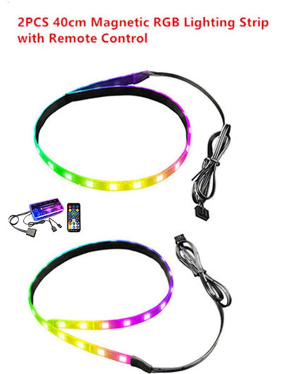 

2 шт. 40 см Магнитная RGB-лента с 5V 3Pin ARGB Пульт дистанционного управления для корпусов ПК Синхронизация с материнской платой Ритм музыки
