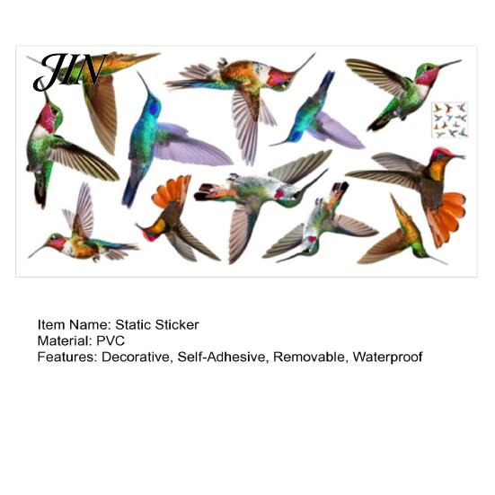 Bird Strike Deterrent Hummingbird Window Clings, Protection Decals, Removable PVC Anti-Collision Static Stickers Safe Cling for Glass Doors