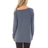 Womens Casual Soft Long Sleeves O Neck Knot Side  Blouse Top T-Shirt