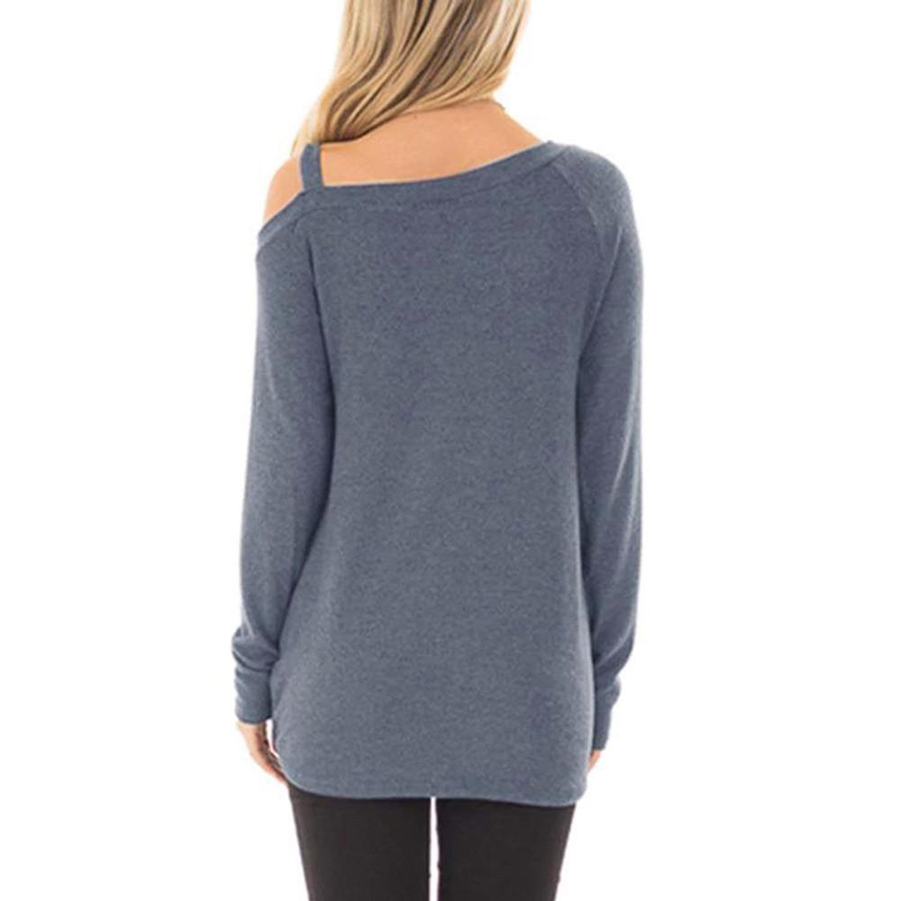 Womens Casual Soft Long Sleeves O Neck Knot Side Blouse Top T-Shirt