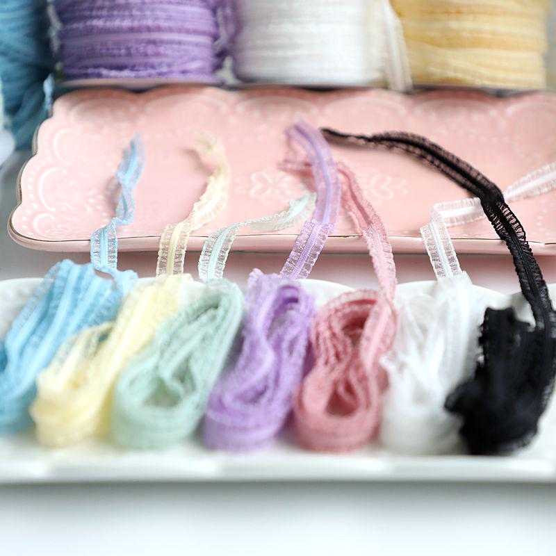 1cm Wide Double-Sided Sheer Elastic Lace Trim for Doll Clothes and Costume Accessories
