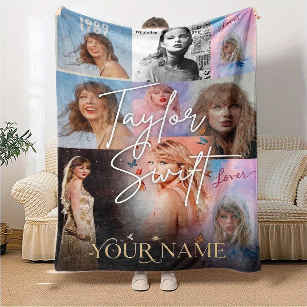 Name Custom Taylor Poster Print Flannel Blanket High Quality Warm Comfortable Cover for All Seasons Perfect for Gifts Home Decor