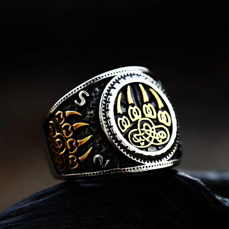BEIER 2023 Updated Design Stainless Steel Viking Bear Paw Ring Slavic Warding Veles For Men Creativity Gift Wholesale