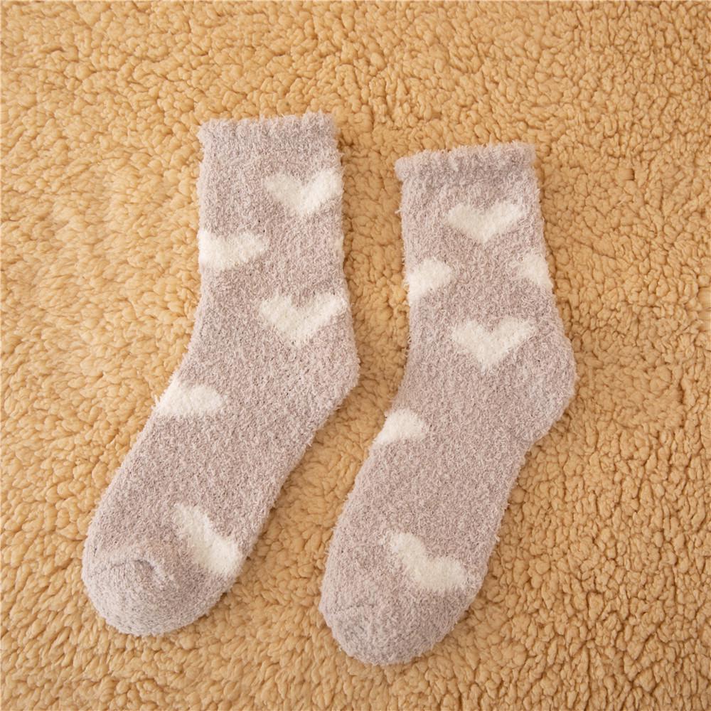 Women's Winter Fleece-Lined Heart Terry Floor Socks - Extra Thick, Non-Shedding, Mid-Calf Style