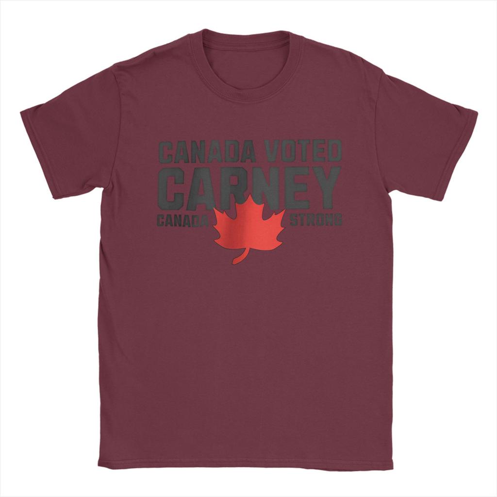 Men Mark Carney Canada Strong T Shirt Elbows Up Voted Pure Cotton Tops Novelty Short Sleeve Round Collar Tee Shirt 6XL T-Shirt