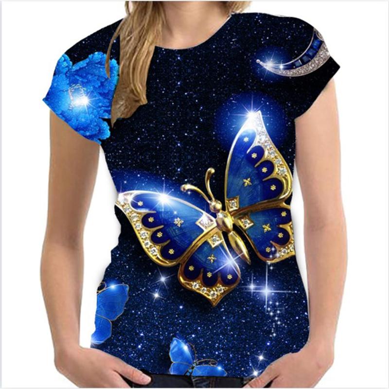Summer T-Shirts Butterfly 3D Print Streetwear Women's Casual Fashion Oversized O-Neck T Shirt Female Girl Tops Tees Clothing