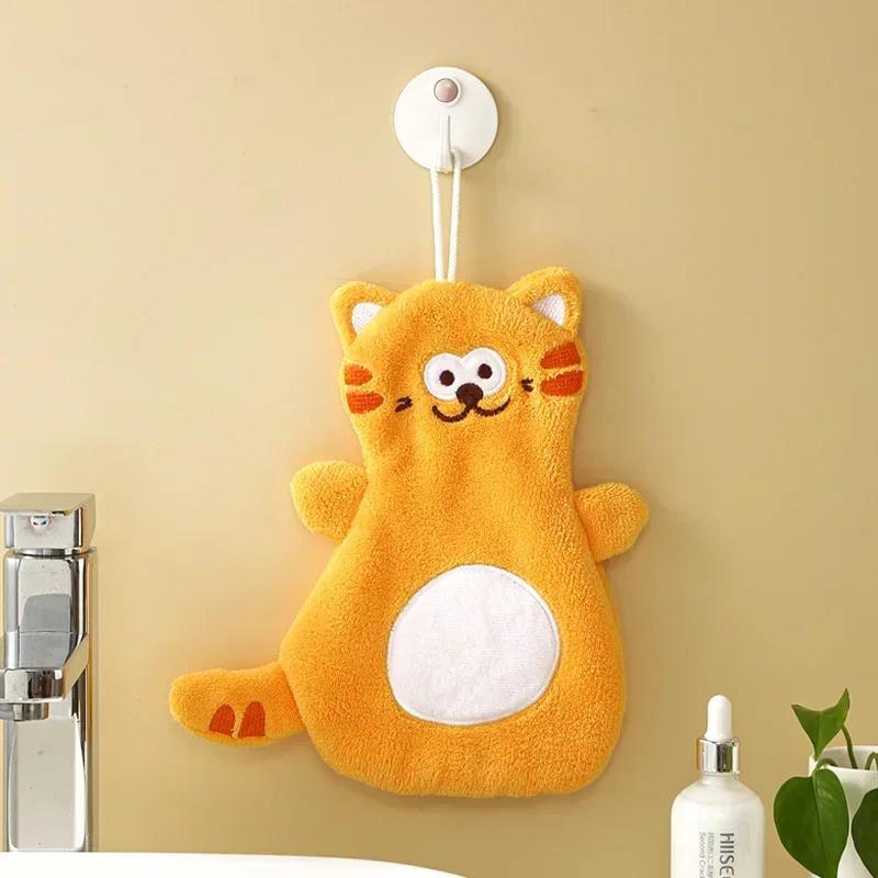 1PC Cartoon Cat Hand Towel Cute Animal Coral Velvet Water Absorption Quick Dry Wipe Children Hands Towel Kitchen Bathroom Supply