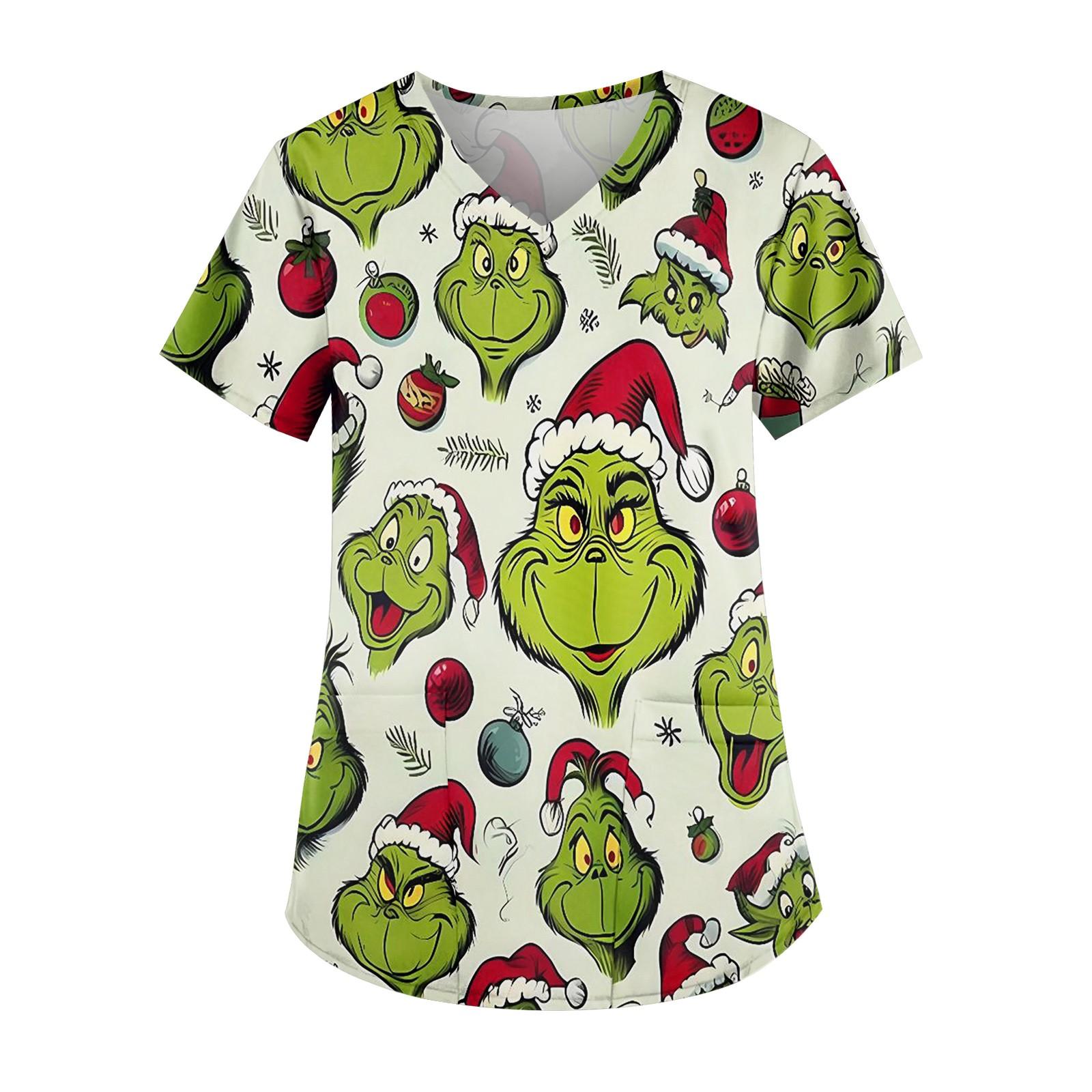 

Плюс Размер Печатный Рабочий Униформа Топы Для Женщин Крест V-образный вырез Печати Короткий Рукав Забавные Футболки Рабочая Одежда Футболка С Карманами M