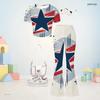 Girls Round Neck Short Sleeve Printed Top And Flared Pants Two Piece Set
