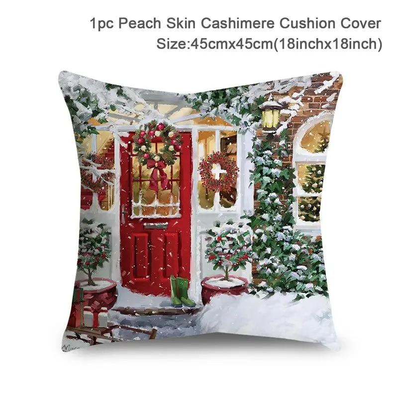 Santa Claus Christmas Tree Snow Scene Snowman Animal Deer Rabbit Bird Fox Sofa Seat Bedroom Car Office Decoration Pillowcase