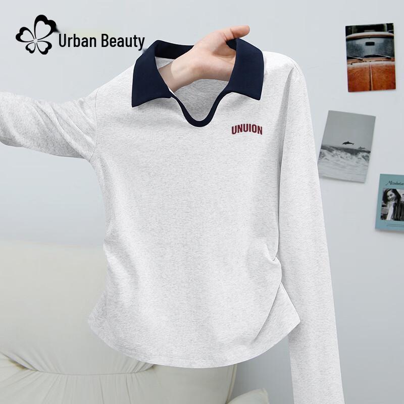 Women's Color-block Polo Neck Long Sleeve Top