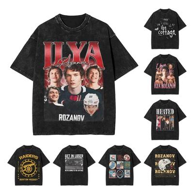 Washed T Shirts Heated Rivalry Ilya Rozanov TShirts Harajuku Connor Storrie Streetwear Cotton Graphic Tops Tops Tees Men Women