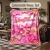 Rainbow Theme Throw Blanket Custom Name Text Personalized Blanket Soft Cozy Blanket for Home Sofa Bed
