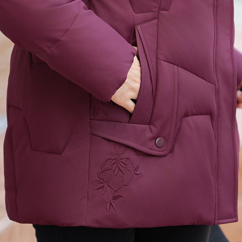 Jaquetas de Senhora de Meia Idade Casacos Curtos de Inverno com Capuz Elegantes Quentes Grossos Tamanho Plus Parkas para Mulheres Agasalhos