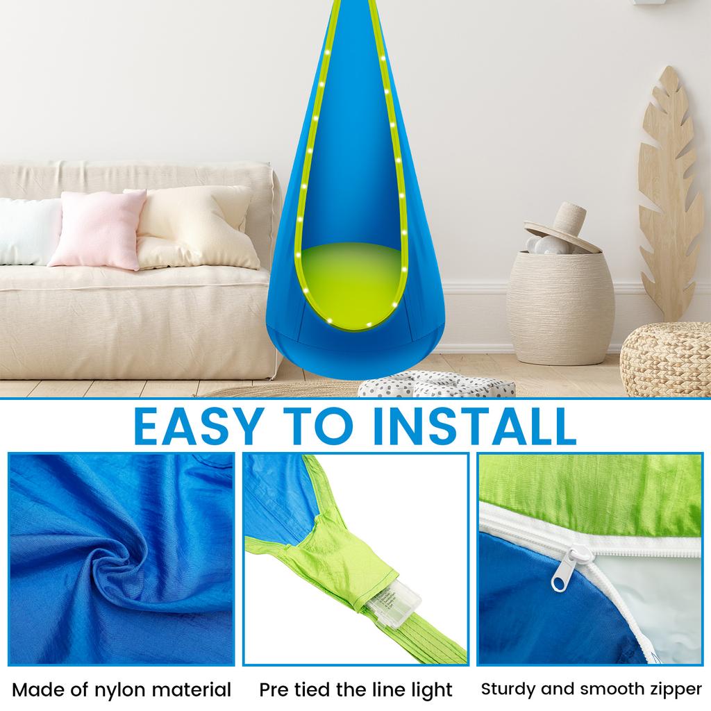 Kids Hammock Swing With LED Light Adjustable Comfortable Inflatable Sensory Swing Hanging Hammock for Indoor and Outdoor Toys