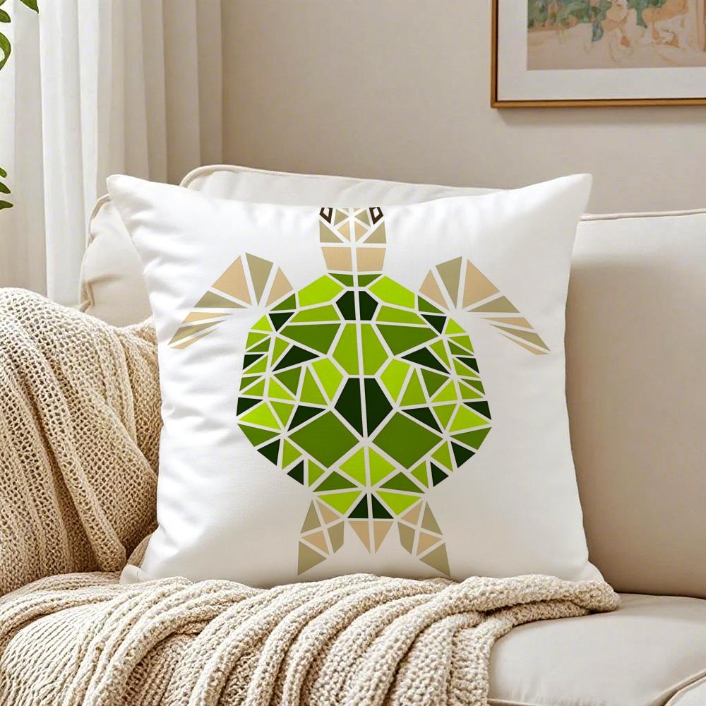Creative Art Geometric Animal Pattern Cushion Cover Linen Pillowcase Soft for Sofa Bed Home Room Decor