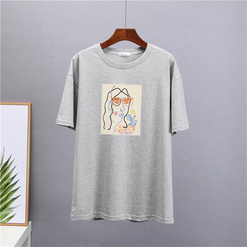 Shellsuning Summer New Aesthetic Printed Tshirts for Women 100% Cotton Vintage Short Sleeves Basic Tees Oversize Top Korean Casual Harajuku Tops