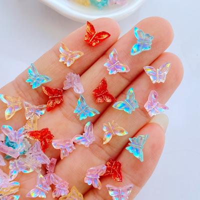 100Pcs New Cute Resin 6*9mm Cartoon Small Butterfly Series Flat Back Fit Phone Deco Parts Embellishments for Hair Bows Accessori