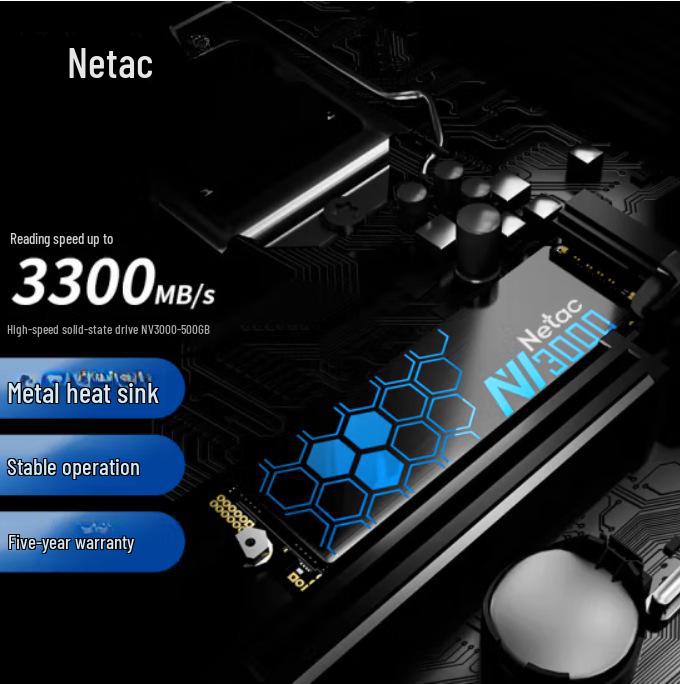 Netac 512GB NVMe M.2 SSD NV3000A, 3300MB/s Read Speed