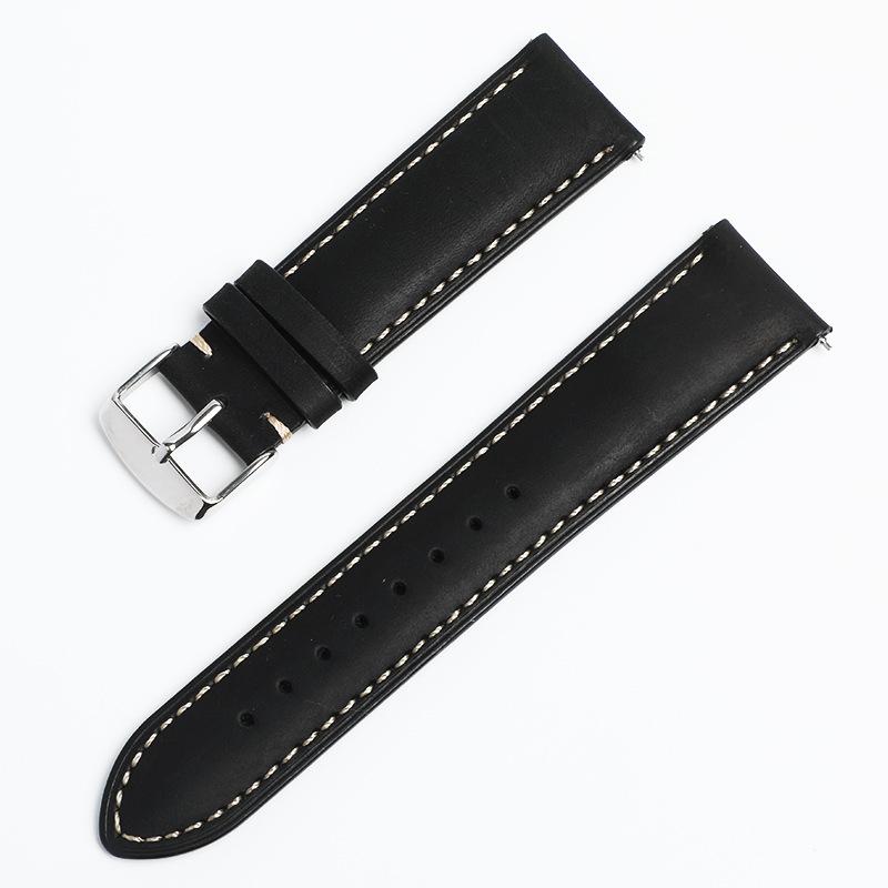 Crazy Horse First Layer Cowhide Strap Men's and Women's Leather Universal Quick-release Ear for 14/16/18/20/22/24 M